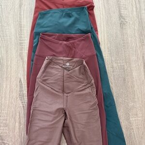 BUNDLE - 90 Degree By Reflex High-Waisted Leggings Set - Red, Teal, Pink